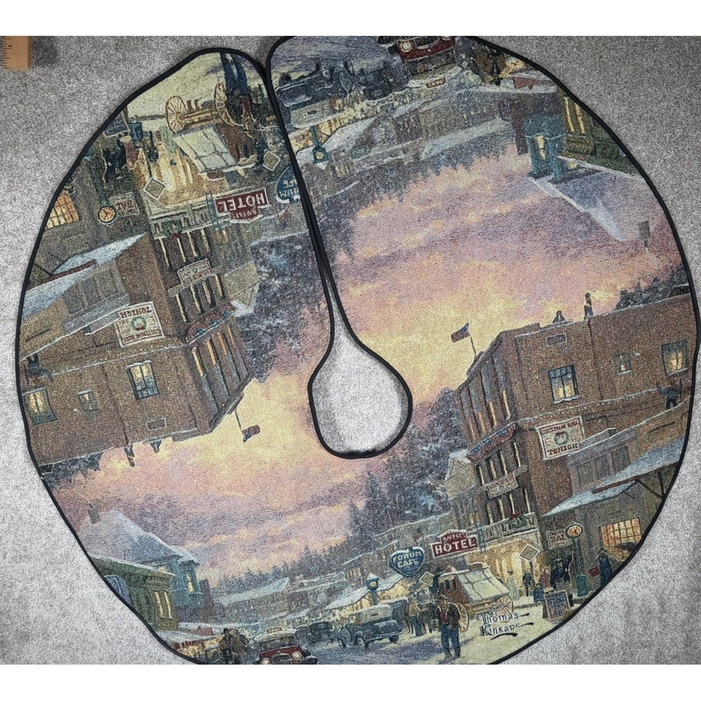 Thomas Kinkade Tapestry Christmas On Main‎ Street Tree Skirt